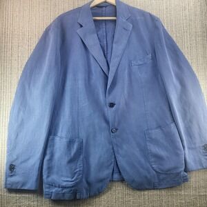 Lubiam Blazer Mens Large Blue Unstructured Lightweight Casual Sport Coat